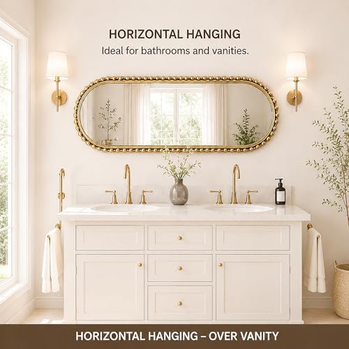 20"x53" Oval Full Length Wall Mirror, Unique Bold Beaded Frame - Image 6