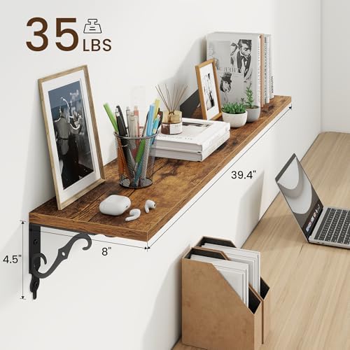 RICHFOCUS Floating Shelves for Wall Decor, 39.4W x 8D Shelves Set of 2 - Image 3