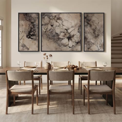 Extra Large Framed Neutral Brown Black Abstract Wall Art - Image 3