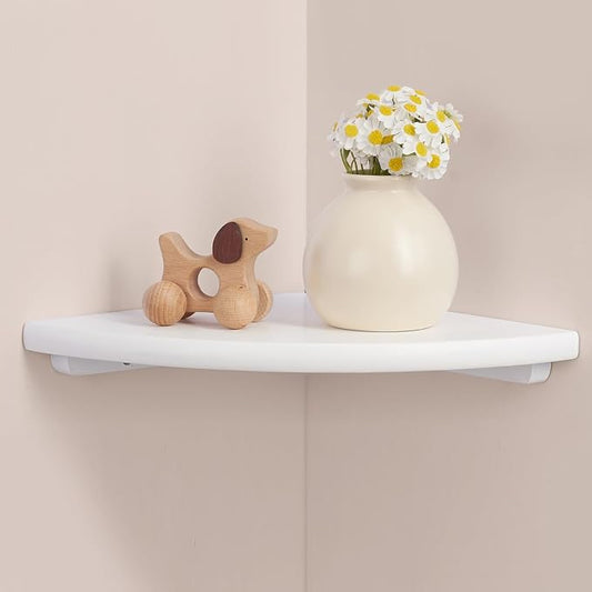 Gieanoo White Corner Wall Shelf 9inch Solid Oak Wood Floating Corner Shelf by GIEANOO