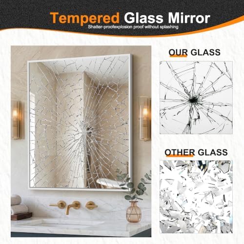 Delma Bathroom Vanity Mirror, 36x30 Silver Metal Framed Mirror - Image 5