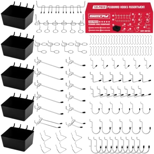 120PCS Pegboard Accessories Kit, Pegboard Hooks Assortment by SEDY