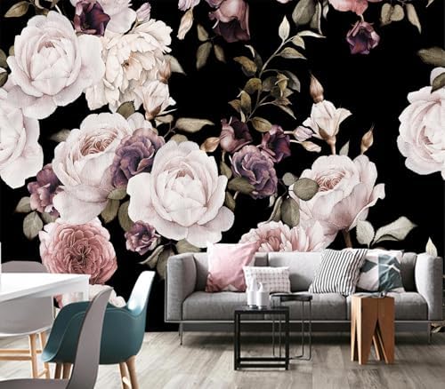 Moody Vintage Dark Floral Rose Peony Wallpaper Peel Stick - Image 3