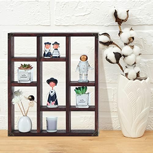 17.7x15.7-Inch Shadow Box Shelf 9-Slot Rustic Floating Shelves Larger Wall - Image 2