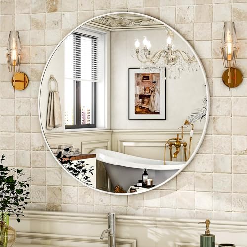HARRITPURE Round Mirror 30 White Wall Mounted Circle Mirrors - Image 2