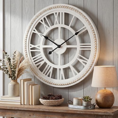 RiteSune 24 Inch Large Farmhouse Rustic Wooden Wall Clock by RiteSune