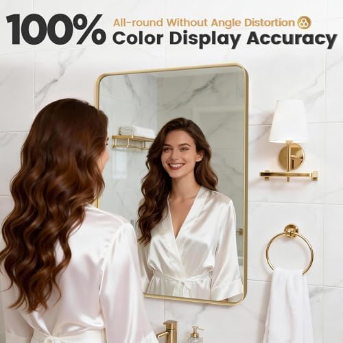 20"X40" Gold Bathroom Mirrors for Over Sink, Aluminum Frame - Image 2