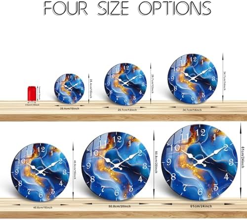 Modern Wooden Wall Clock with Marble Texture Design Silent Sweep Movement - Image 5