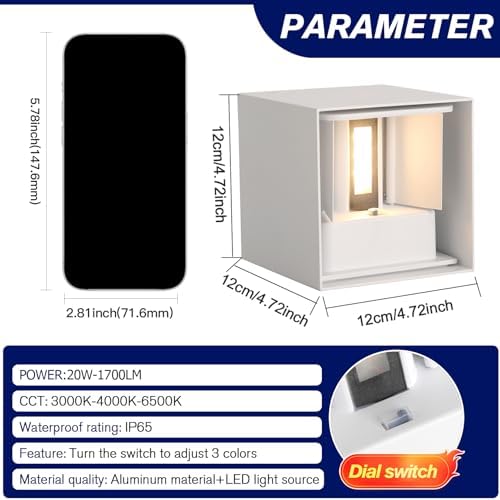 2 Pack LED 20W Outdoor Wall Lights Exterior/Interior 3 Colors Adjustable Wall - Image 5