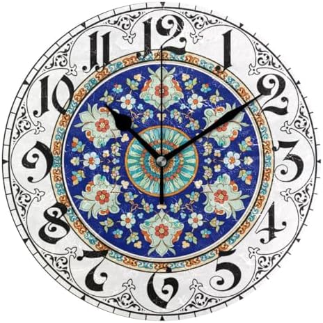 ABLINK Islam Ethnic Ottoman Round Wall Clock, Silent Non Ticking Oil Painting by Unknown