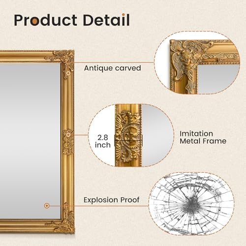 TRAHOME Vintage Gold Mirror for Wall - Image 3