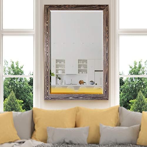 Renditions Gallery Rectangular Dark Room Walnut Wooden Framed Body Mirror Decor - Image 3