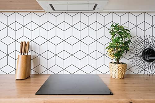 393"x17.3" Wallpaper Geometric Peel and Stick Wallpaper White and Black Contact - Image 3
