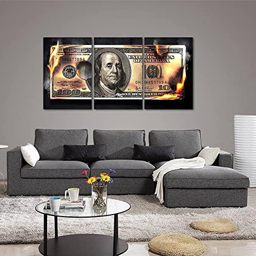 Money Pictures Wall Art 3 Panels 100 Dollar Bill Canvas - Image 4