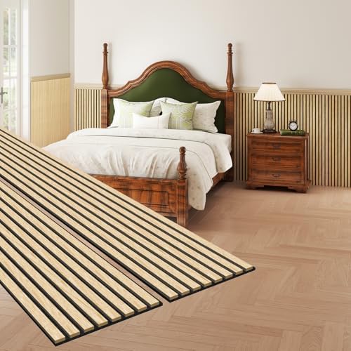 MISSDAY Wood Slat Acoustic Wall Panels, 2 Packs 47.2" x 12.6" Oak Soundproof by MISSDAY