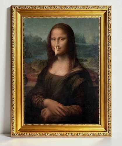 Gold Framed Classical Mona Lisa Painting Bathroom Wall Art Vintage Funny by Lyizeba