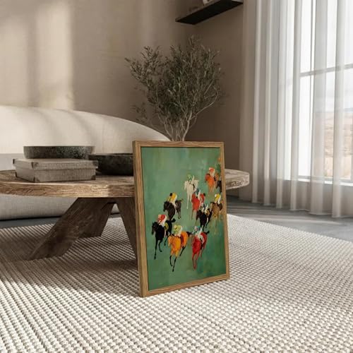 Framed Vintage Abstract Wall Art, Retro Horse Racing Scene Poster Prints - Image 6
