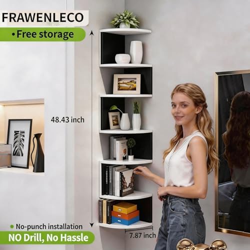No-Drill Corner Shelf Wall Mount, 7-Tier Floating Corner Bookshelf - Image 2