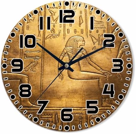 Egyptian Hieroglyphics Wall Clock Ancient Golden Art Historical Civilization by NOMEDOGYIM