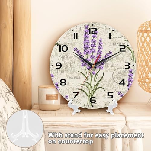 Vintage Floral with Lavenders Wall Clock Silent Non-Ticking Battery Operated - Image 5