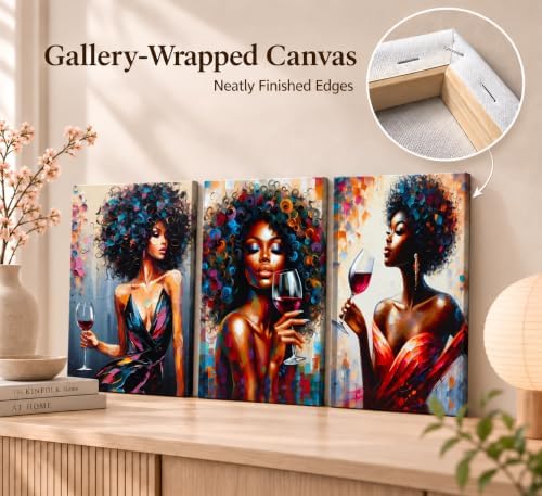 hijyord 3Pcs African American Women Canvas Wall Art - Image 6