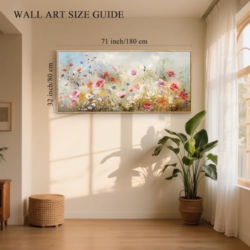 crmotu Extra Large Wall Decor, Colorful Wildflower Framed Print 32"x71" - Image 5