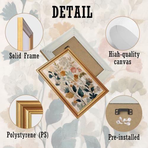 EJPFOGV Vintage Boho Floral Botanical Framed Canvas Wall Art 12x16 inches - Image 6
