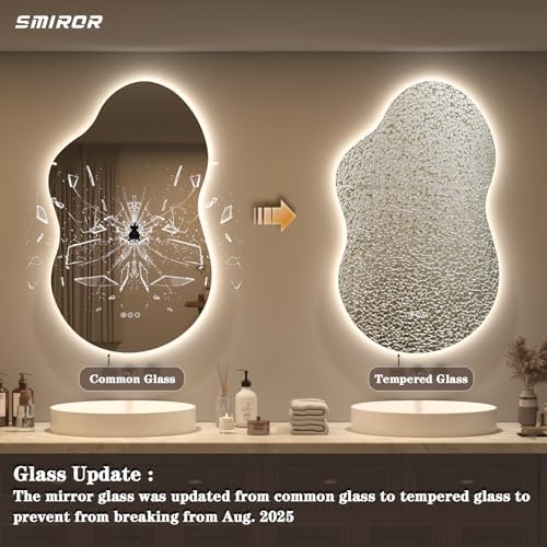 SMIROR 48x26 Irregular Backlit Led Lighted Bathroom Vanity Mirror - Image 4