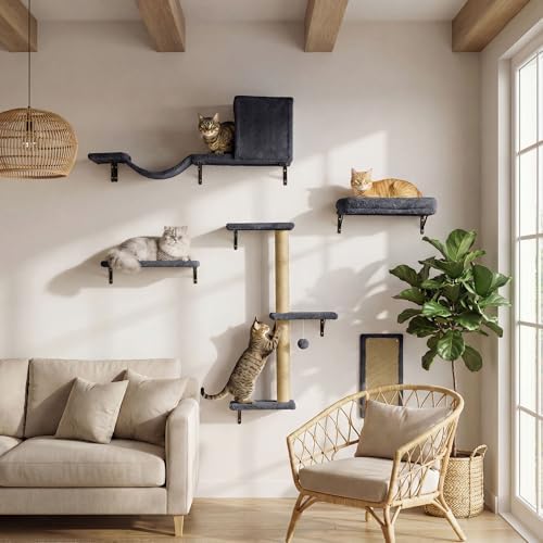 MEWANG Cat Wall Shelves, 5-in-1 Cat Wall Furniture Set by MEWANG