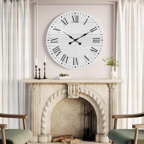 Large Wall Clock with Roman Numeral, 24” Shiplap Farmhouse Clock - Image 7