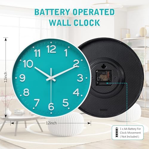 MEIRED Wall Clock 12 Inch Silent Non Ticking Battery Operated Round Wall Clock - Image 4
