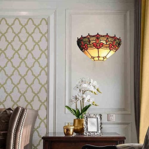 LITFAD Tiffany Style Wall Light Fixtures Floral Multi-Colors Hallway Wall Sconce - Image 4