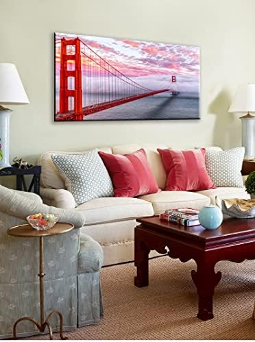 San Francisco Red Golden Gate Bridge At Dusk Canvas Wall Art - Image 2