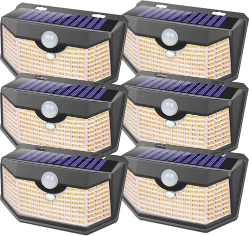 HMCITY 120 LED Solar Lights Outdoor Motion Sensor, 6 Pack by LightingUpYourLife