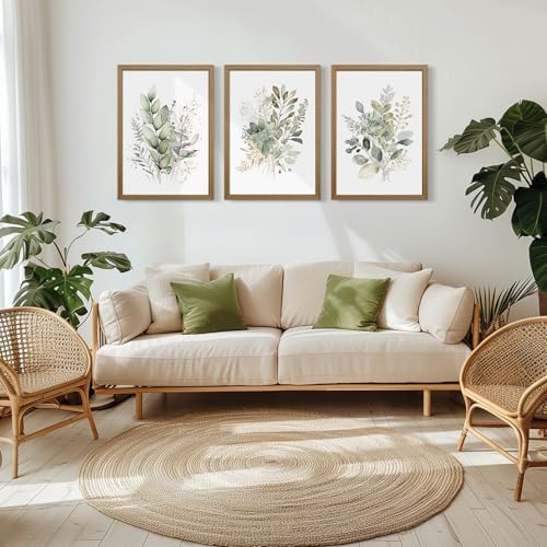 Joocrise Wooden Frame Watercolor Botanical Wall Art Boho Floral Canvas Wall - Image 4