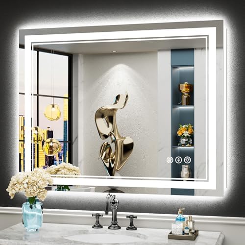 40x32 LED Bathroom Mirror, Backlit & Front Lit Lighted Mirror by Awandee
