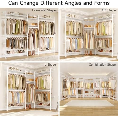 ONBRILL H3 Plus Expandable Wall Mounted Closet System Clothes Rack White - Image 5