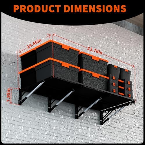 Heavy Duty Foldable Garage Storage Shelves Wall Mounted Metal Rack Unit - Image 2