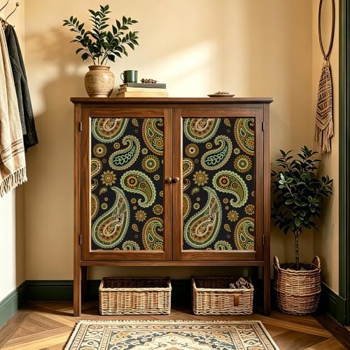 BOKEBEVE Black Floral Wallpaper Peel and Stick Vintage Green 17.5 x 118In - Image 4