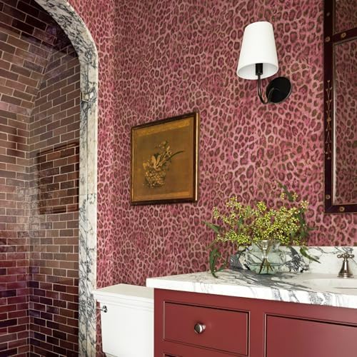 JiffDiff Upgrade Pink Leopard Print Peel and Stick Wallpaper, 17.3" x 1200" - Image 5