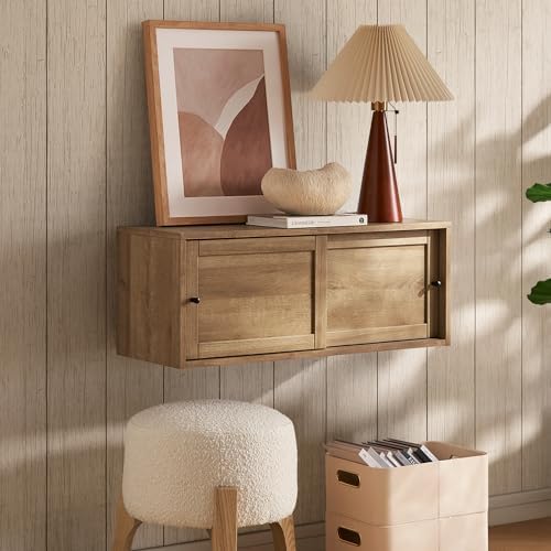 mopio Lauren Floating TV Shelf, Wall Mounted Wood Television Cabinet, Nightstand - Image 6