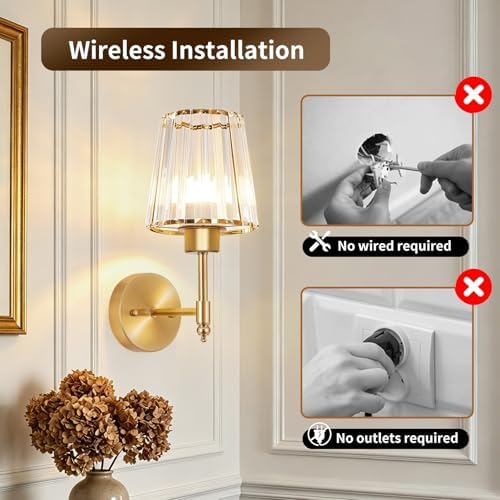 Battery Operated Wall Sconce Set of 2, Rechargeable Wireless Wall Lights - Image 4