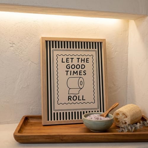 Funny Bathroom Decor Framed Canvas Wall Art, Let The Good Times Roll Toilet - Image 2