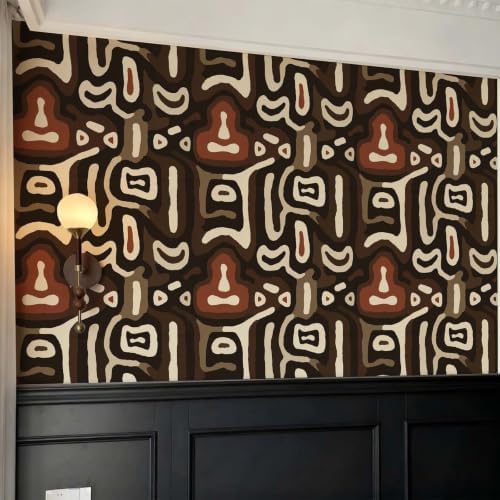 African Boho Abstract Geometric Tribal Swirl Peel and Stick Wallpaper Self - Image 7