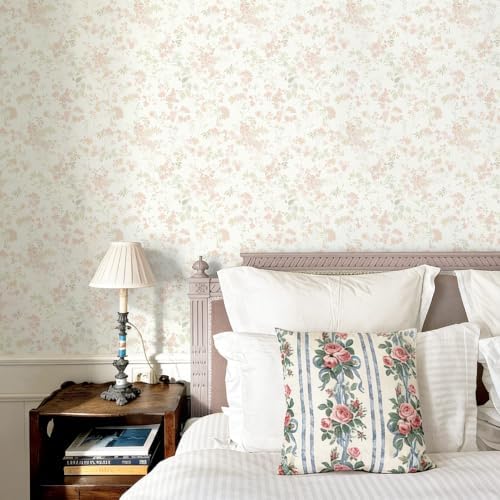 Ismoon Peel and Stick Wallpaper Pink Floral Contact Paper 17.3 x 78.7in - Image 2