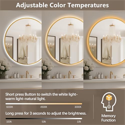 Niccy 40" Round LED Bathroom Backlit Mirror - Image 2