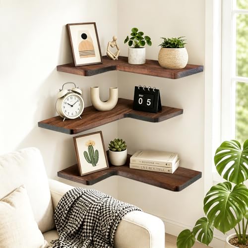 Solid Wood Corner Floating Shelves - Image 7