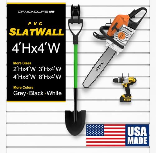 Heavy Duty 4'H x 4'W PVC Garage SlatWall Storage System by DLDIRECT