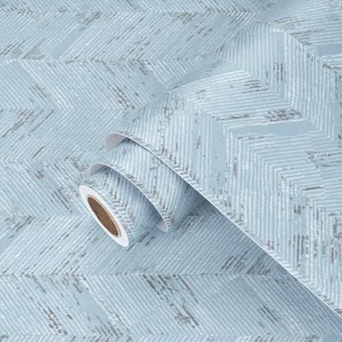 Wallercity Light Blue Grasscloth Wallpaper Twill Blue/Gray Peel and Stick Grass by Wallercity