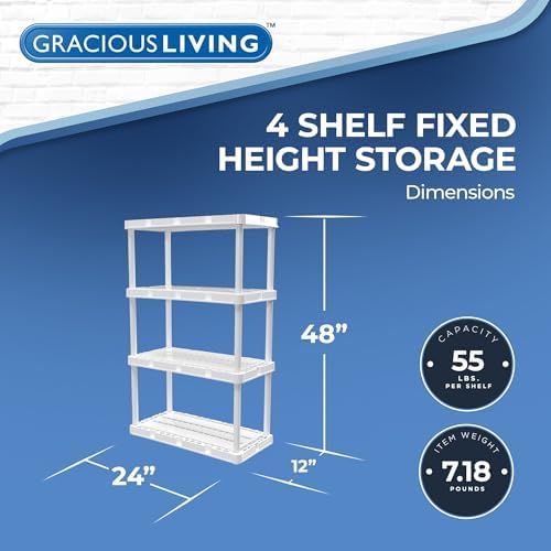 Gracious Living Knect-A-Shelf 4-Shelf Plastic Storage Unit & Rack - Image 3